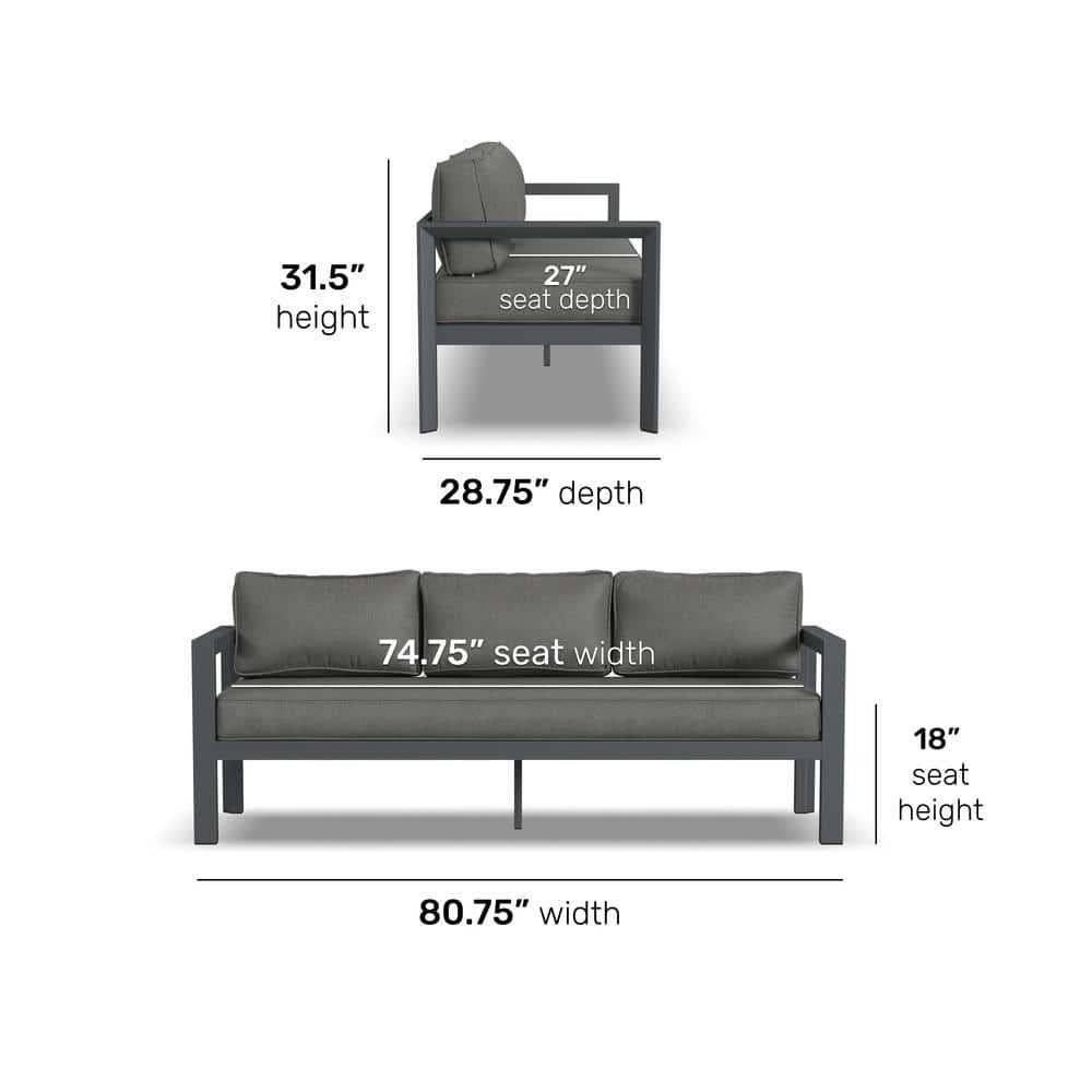 Homestyles Grayton Gray Aluminum Outdoor Aluminum Sofa