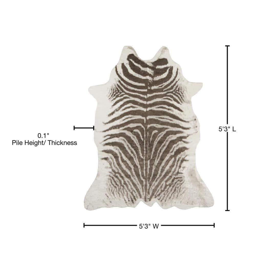 5'3"X7'10" Zebra Loomed Novelty Area Rug Gray - Erin Gates By Momeni: Luxury Animal Print, Indoor Low Pile Rug