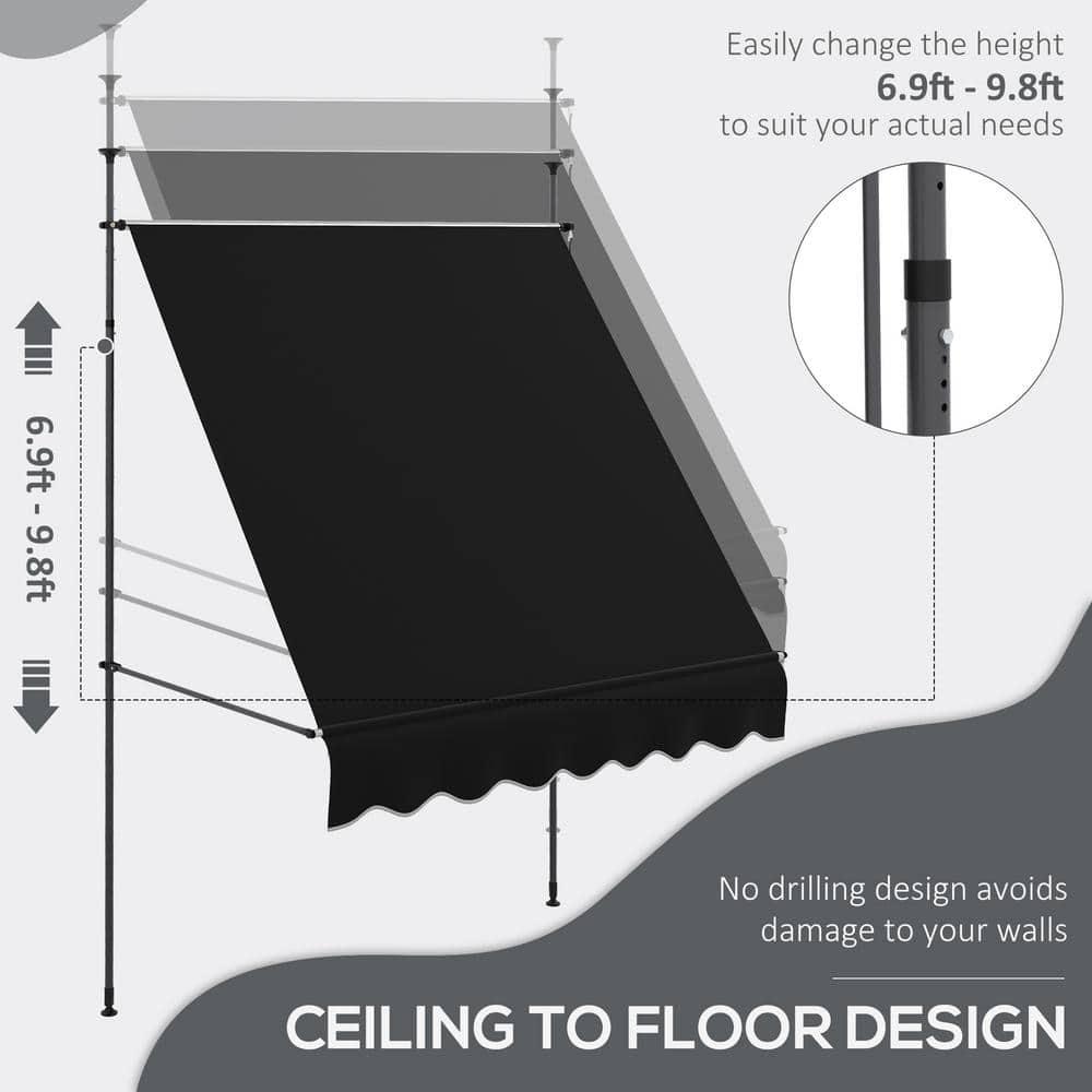 Outsunny D Polyester Cover Retractable Patio Awning