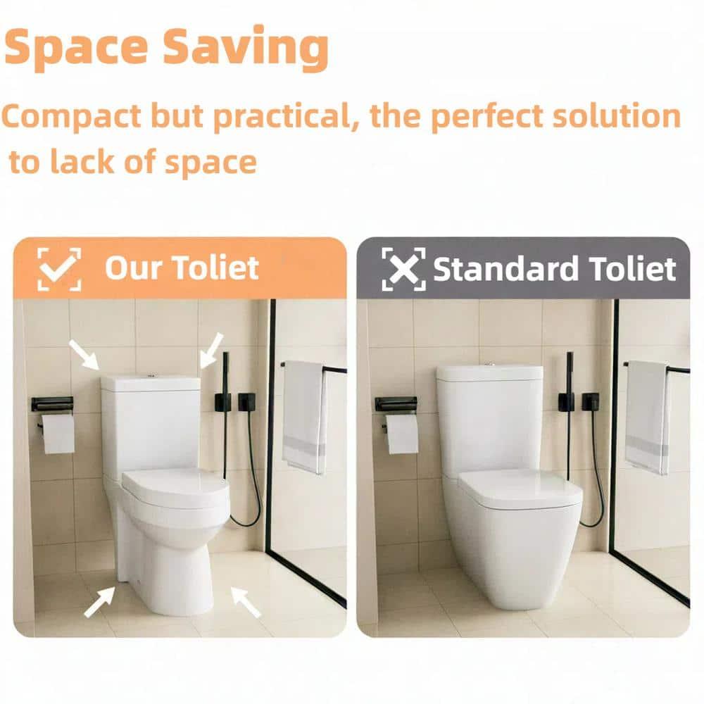 Momei One Piece Toilet,Floor-Discharge Dual Flush,Glossy White - 24.8x13x27.56