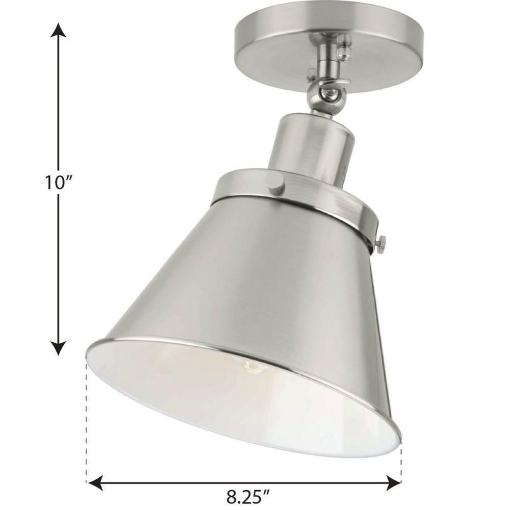 Progress Lighting, Hinton Collection, 1-Light, Semi-Flush Mount Ceiling Light, Brushed Nickel, Metal Shade