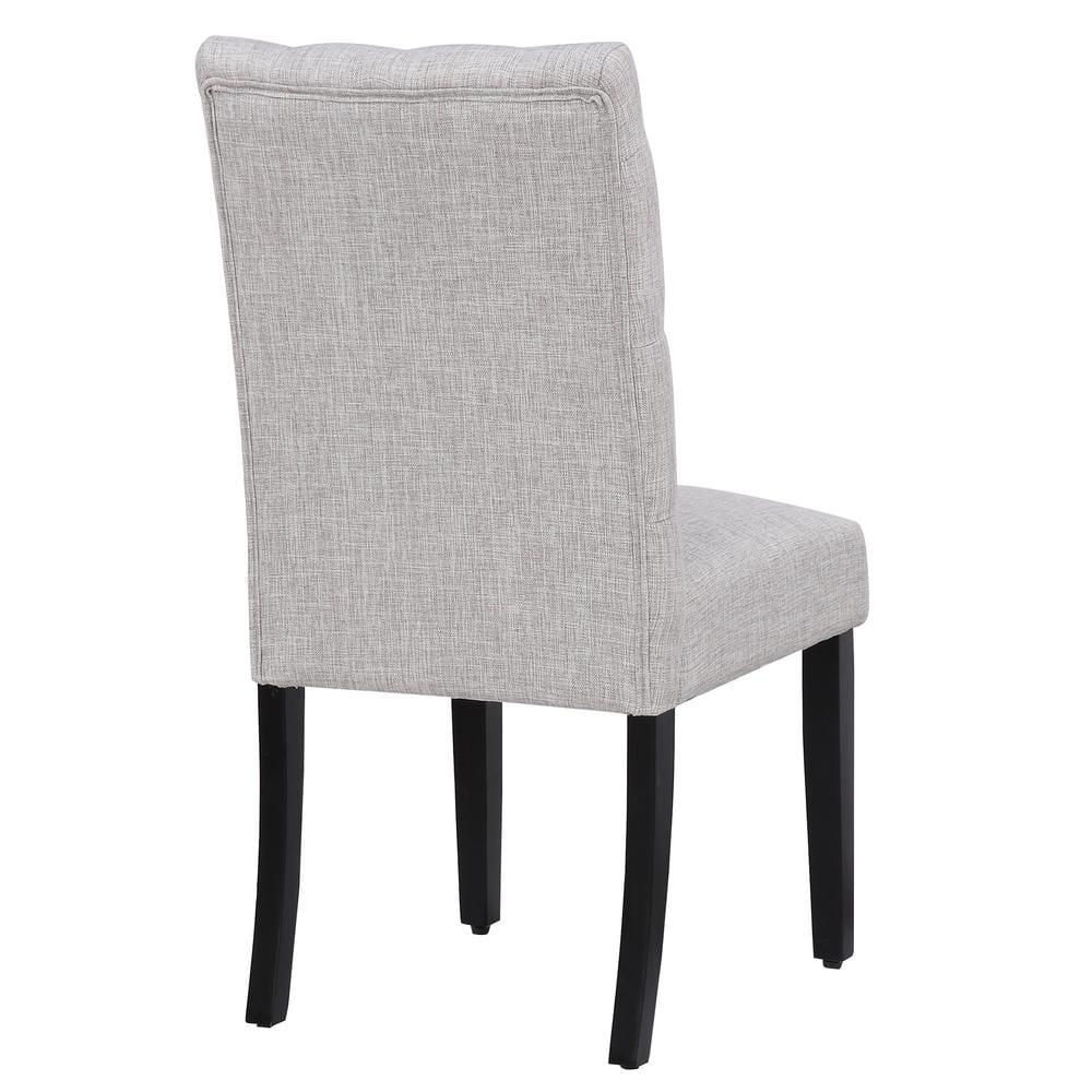 NINA Button Tufted Back Light Gray Upholstered Dining Side Chair