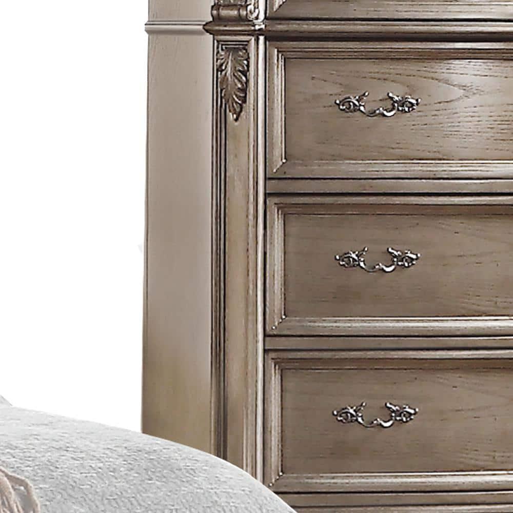 42" Northville Chest Antique Silver - Acme Furniture: 5-Drawer Wood Storage, Metal Glides, No Assembly Required