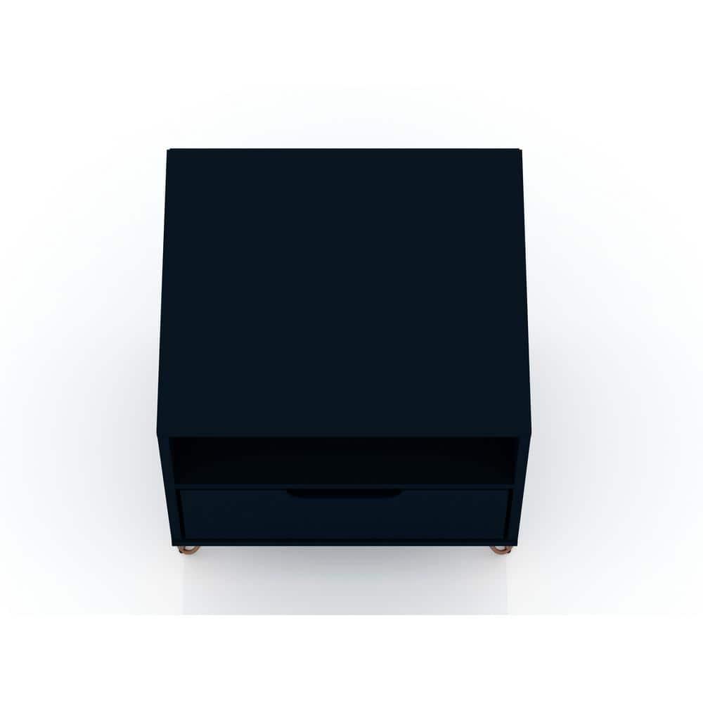 Set of 2 Rockefeller 1 Drawer Nightstands Tatiana Midnight Blue - Manhattan Comfort
