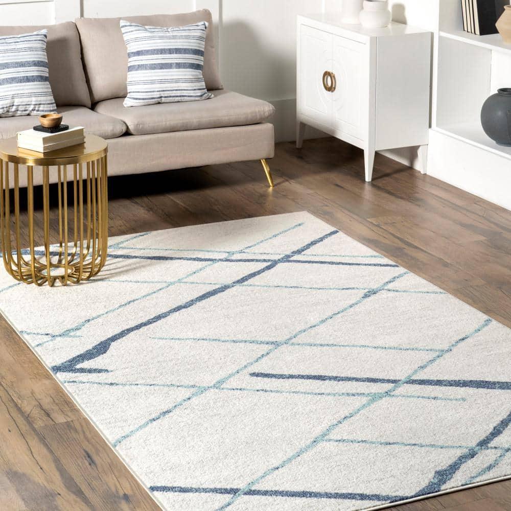 Nuloom 5x8 Thigpen Contemporary Indoor Area Rug, Light Blue, Abstract Lines, Non-Slip Backing, Stain Resistant, BedroomLiving Room, Kitchen,