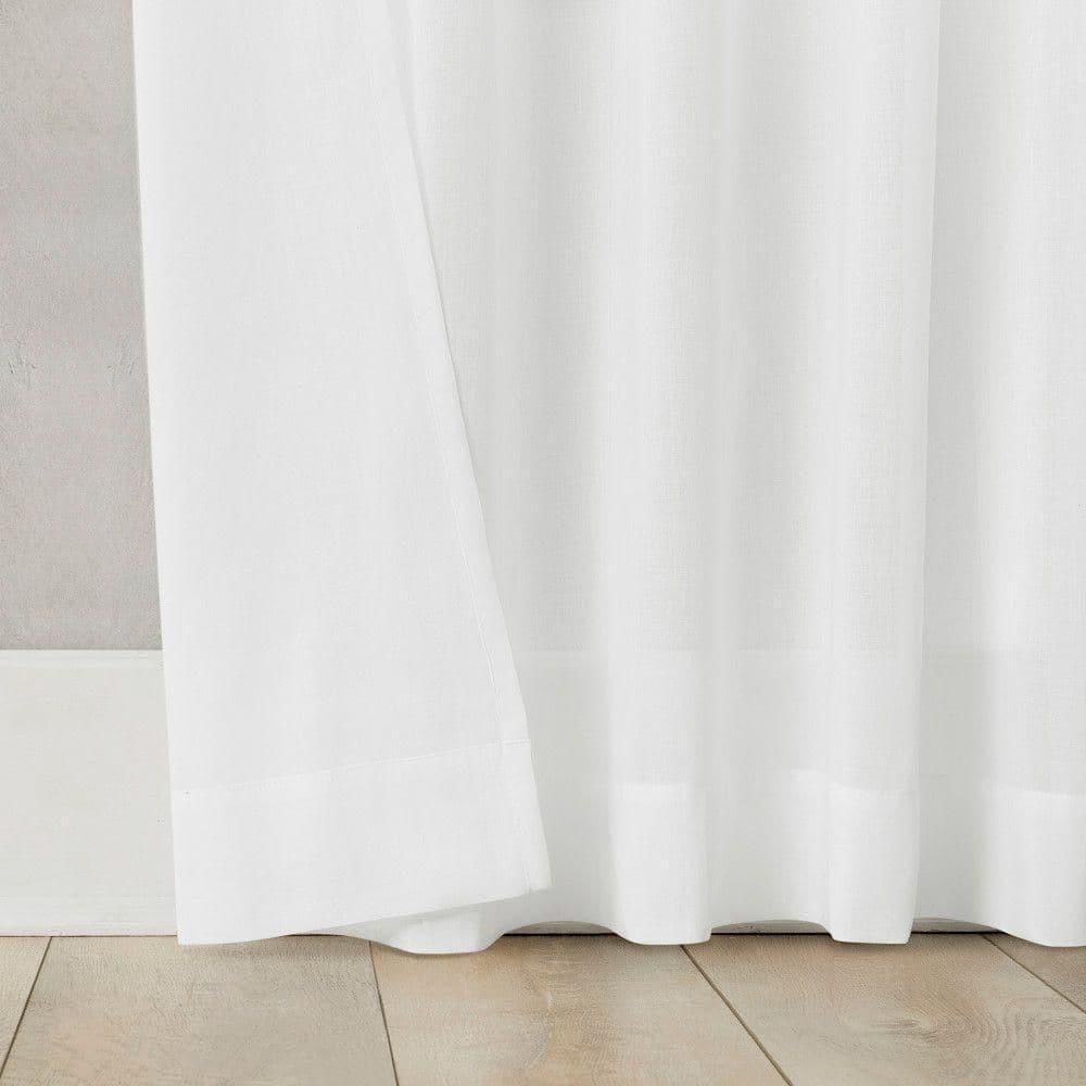 50"x84" Archaeo Sheer 100% Cotton Curtain Panel White: Transitional Voile Rod Pocket Indoor Drapery