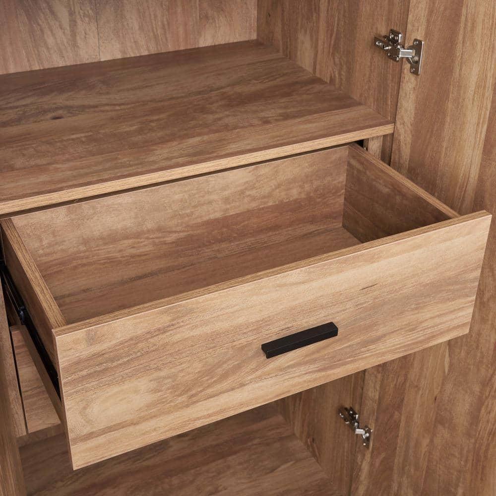 Manhattan Comfort Set of 3 Lee 2 Door and 2 Drawer Wardrobe Closets Golden Brown: Modular Storage Units, MDF Construction