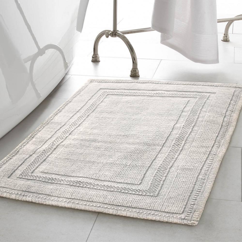 Jean Pierre Cotton Stonewash Racetrack 2-Piece Bath Rug Set, Lt Gray