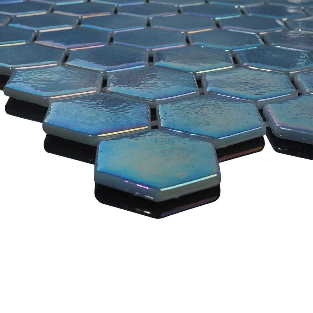 Glass Tile Love White Hot Love 11 in. X 16.325 in. Hexagonal Glass Mosaic Tile (10.76 sq. ft./case) 1010157110, Ideal for Kitchen Tile, Backsplash Tile, Bathroom Tile, and Pool Tile