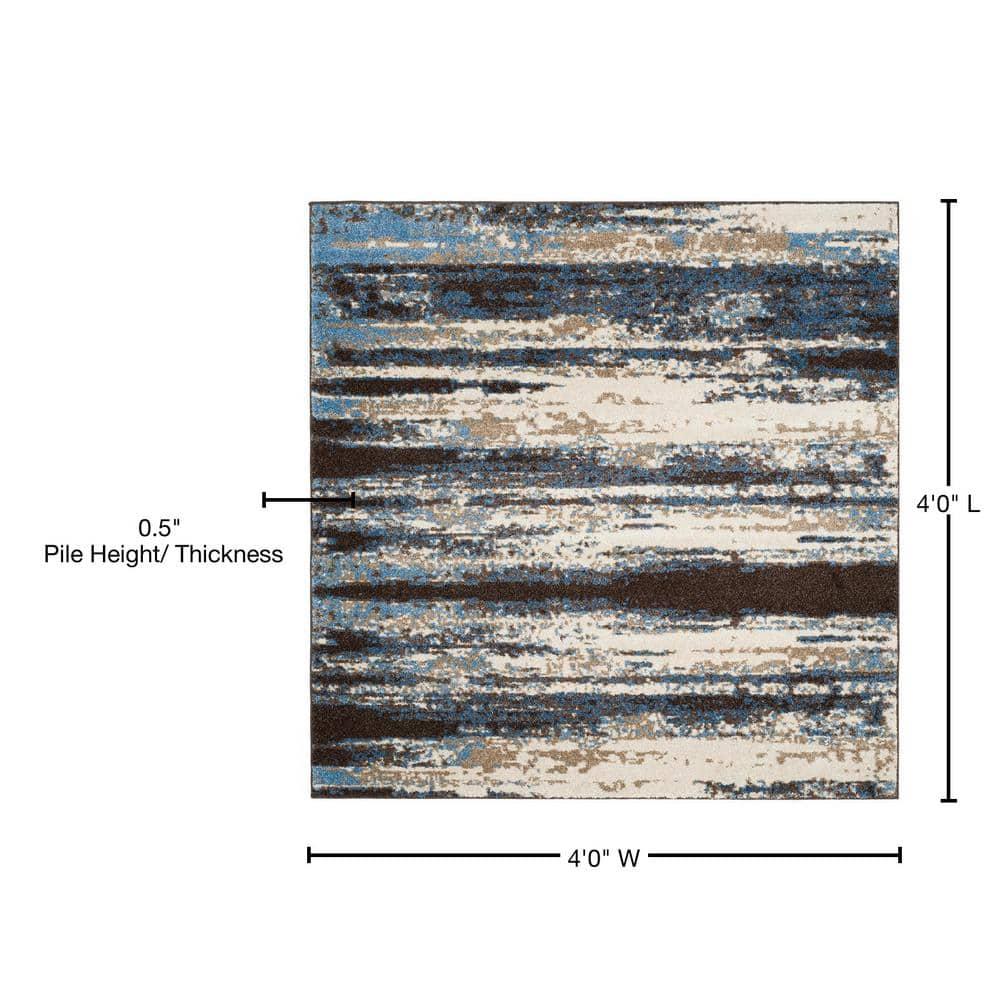 Retro RET2138 Power Loomed Indoor Area Rug - Cream/Blue - 4'x4' - Safavieh.
