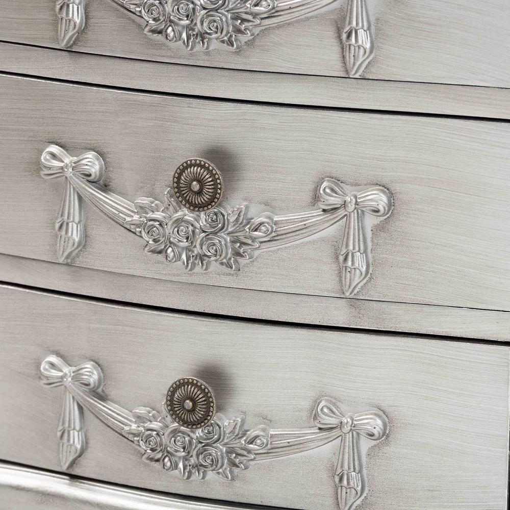 Callen Brushed Wood 4 Drawer Nightstand Silver - Baxton Studio