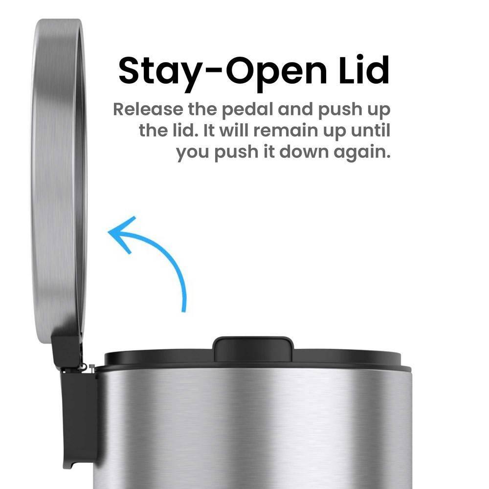 iTouchless Itouchless Softstep 8 Gallon Stainless Steel Step Trash Can With Odor Filter, 30 L Kitchen, Home, Office, Bathroom Pedal Garbage Bin, Removable Bucket