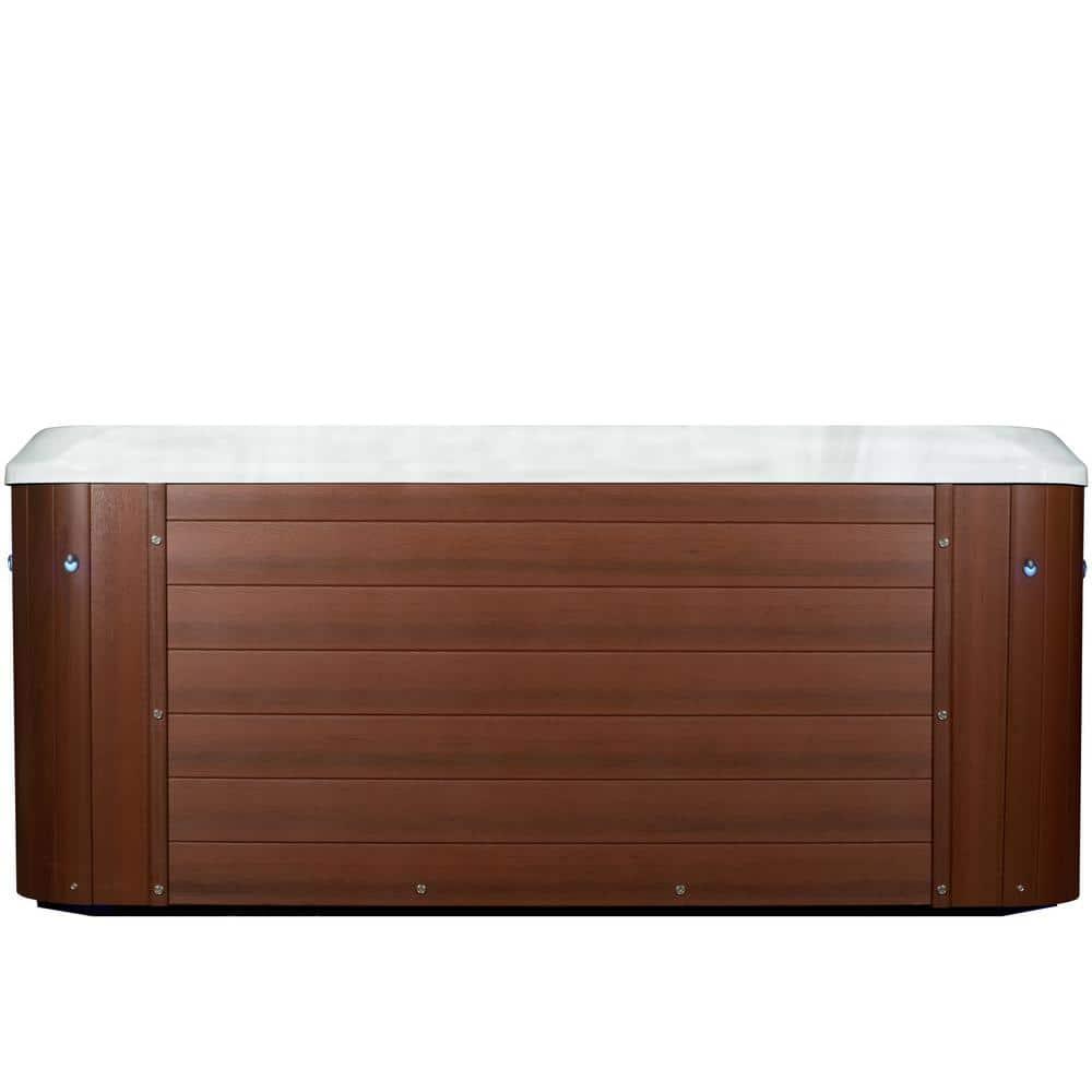 Amplified 6-Person 100-Jet Double-Lounger Hot Tub Spa with Bluetooth Stereo, 3 Pumps, LED Lighting, Stainless Steel Heater and Ozonator, Insulated Cover and Steps Included