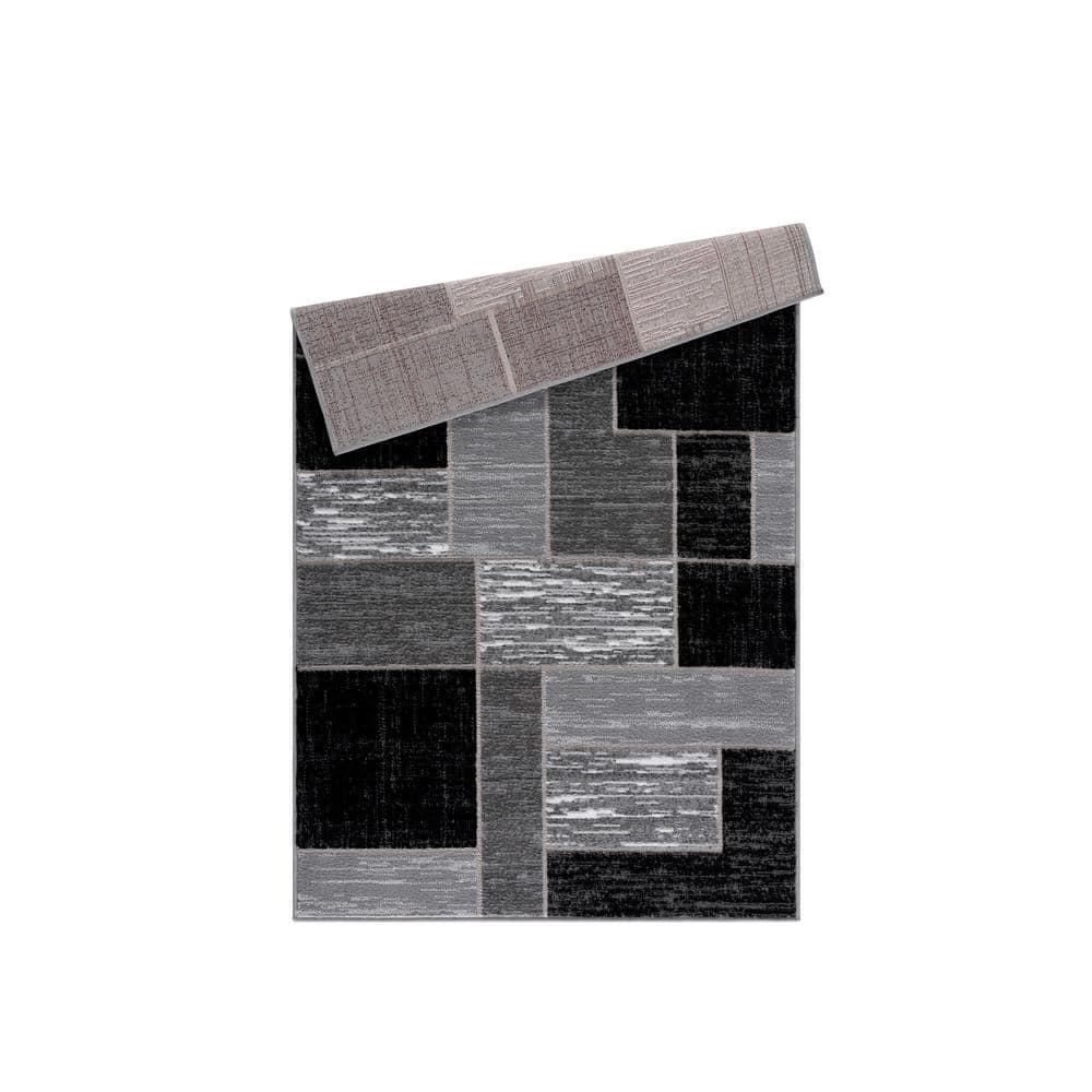 L'Baiet Verena Black Grey Graphic Geometric Color Block Mid-Century Modern Indoor 2' x 3' Area Rug