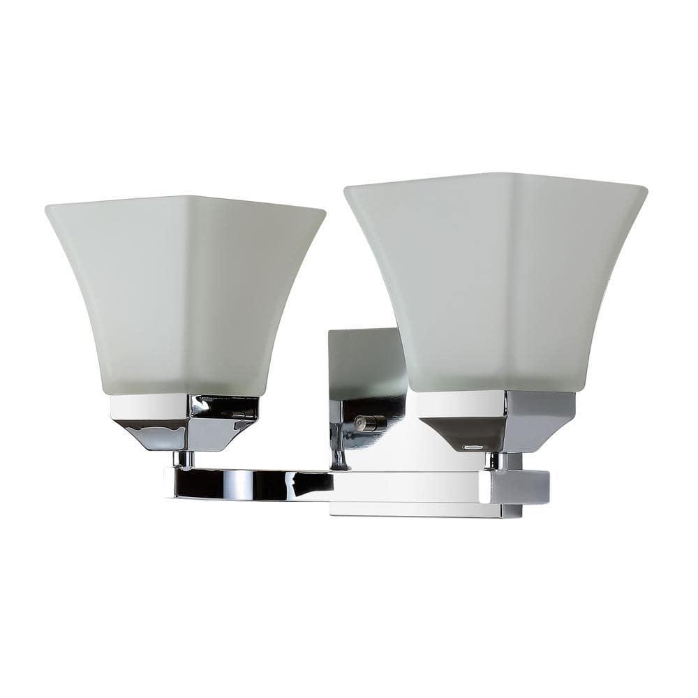 Staunton Chrome 2-Light LED Vanity Light with Glass Shades
