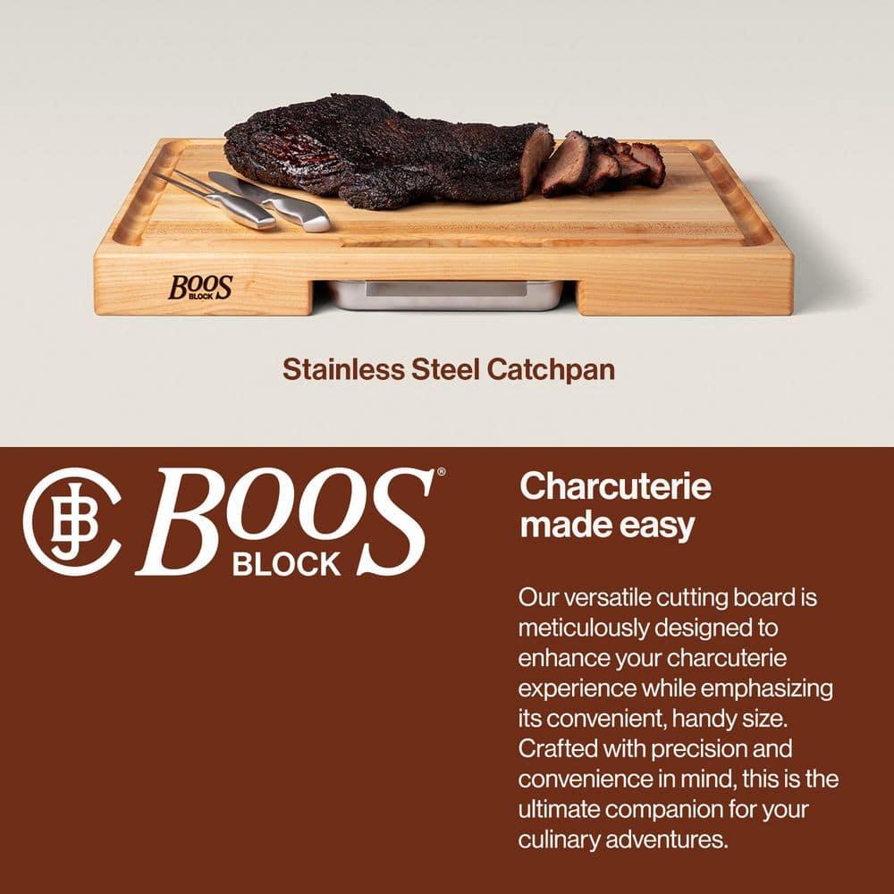 John Boos Boos Block Newton Prep Master Reversible Wood Cutting Board with Juice Groove and Pan, 2.25-Inch Thickness, 24" x 18" x 2 1/4", Maple