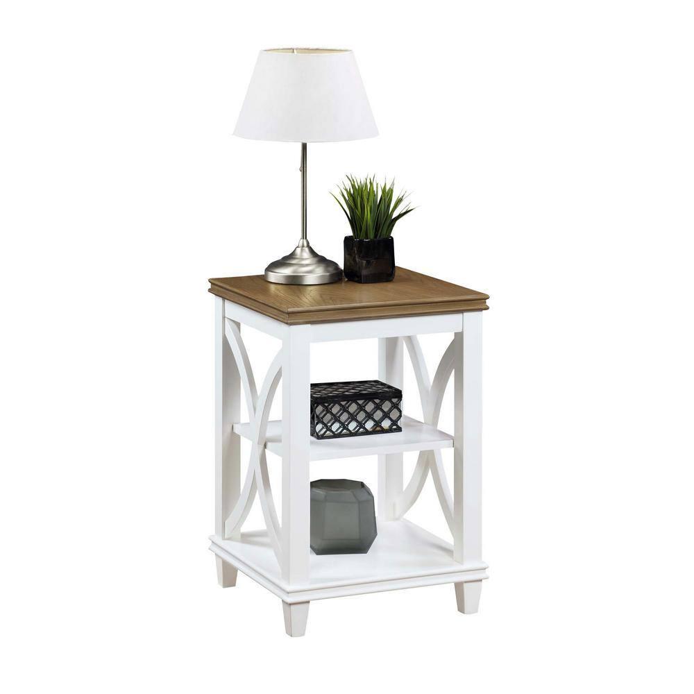 Convenience Concepts Florence End Table in White and Brown Wood Finish