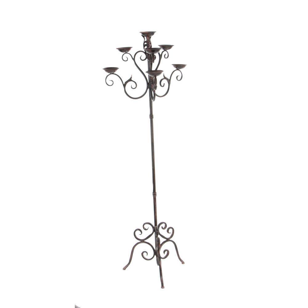 DecMode Candelabro Alto con Desplazamiento de Metal Marrón con 6 Soportes