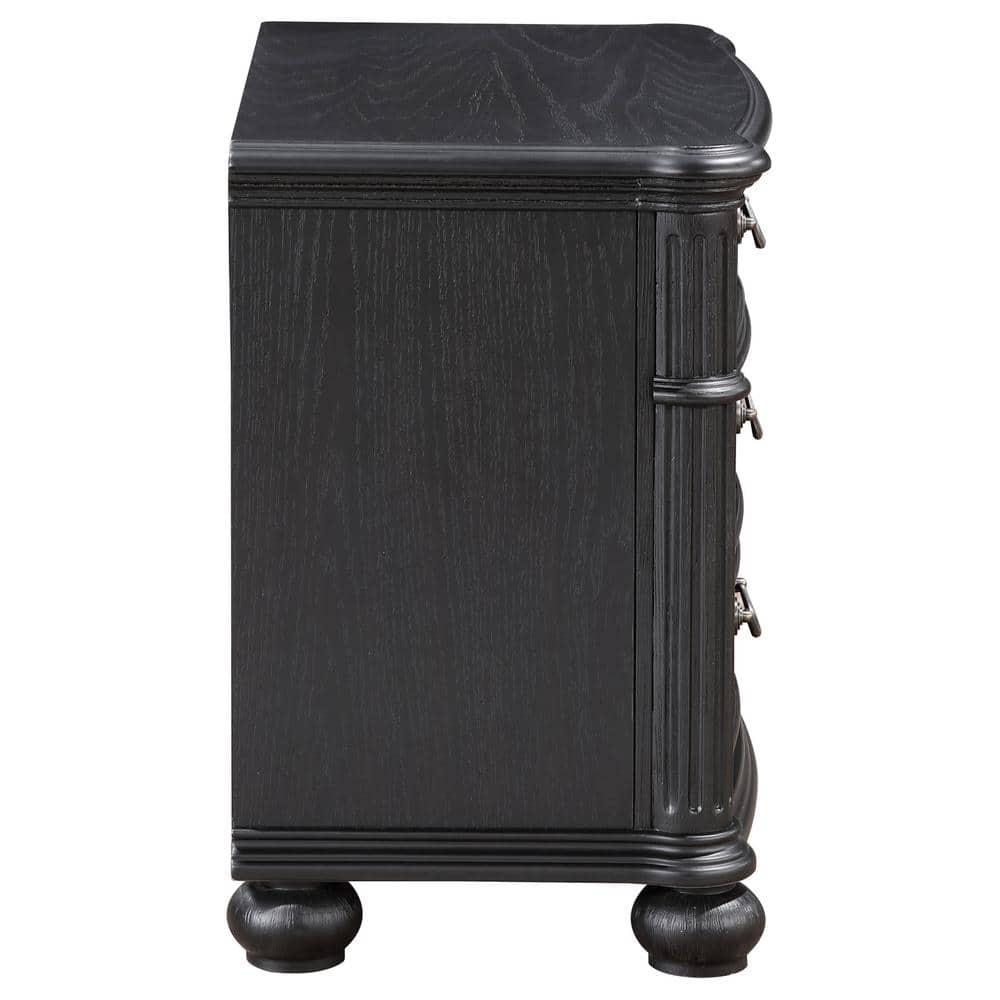 Coaster Celina Traditional 3-drawer Wood Nightstand Bedside Table Black
