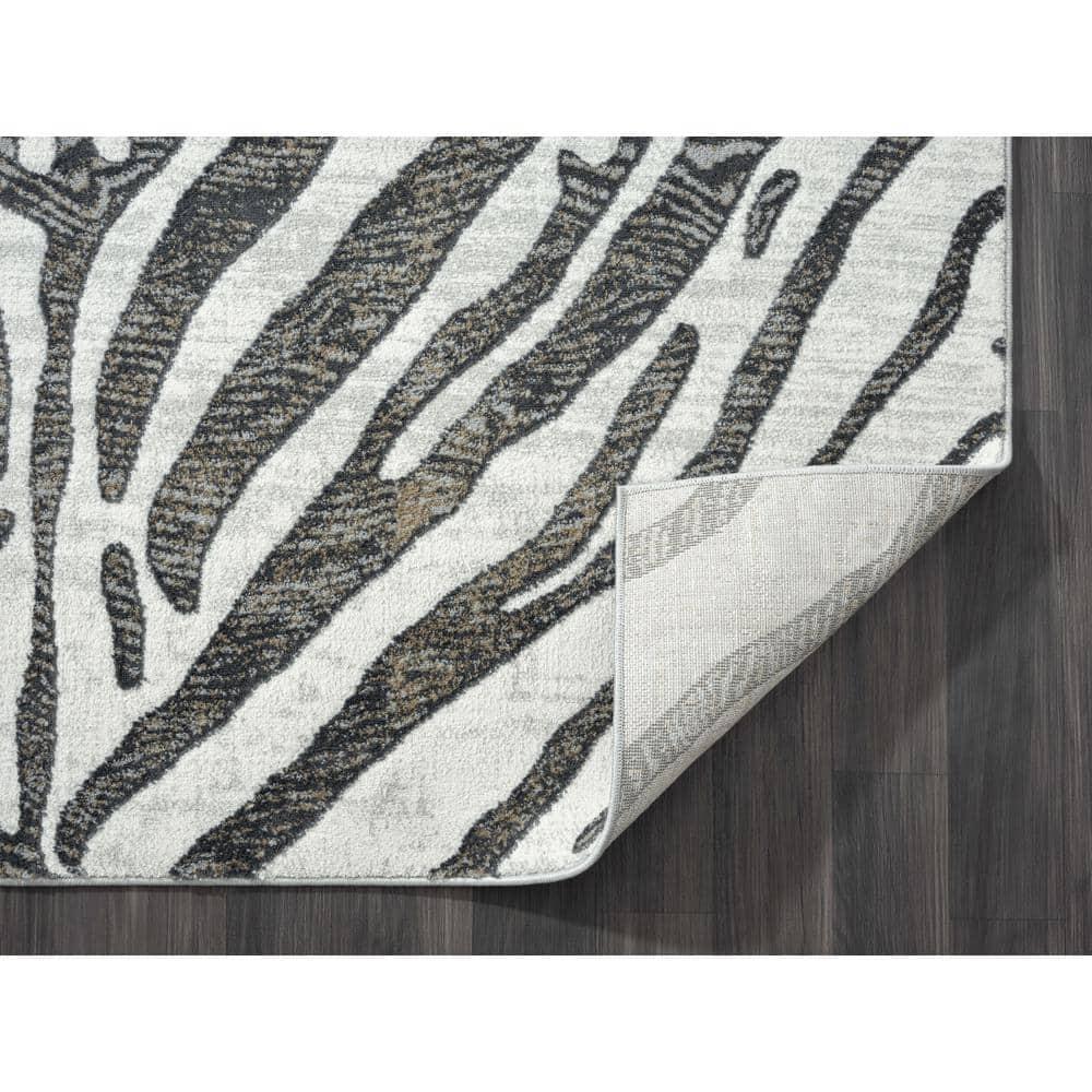 Abani Nova NOV170B Grey Brown Zebra Print Area Rug 6' x 9' - Grey