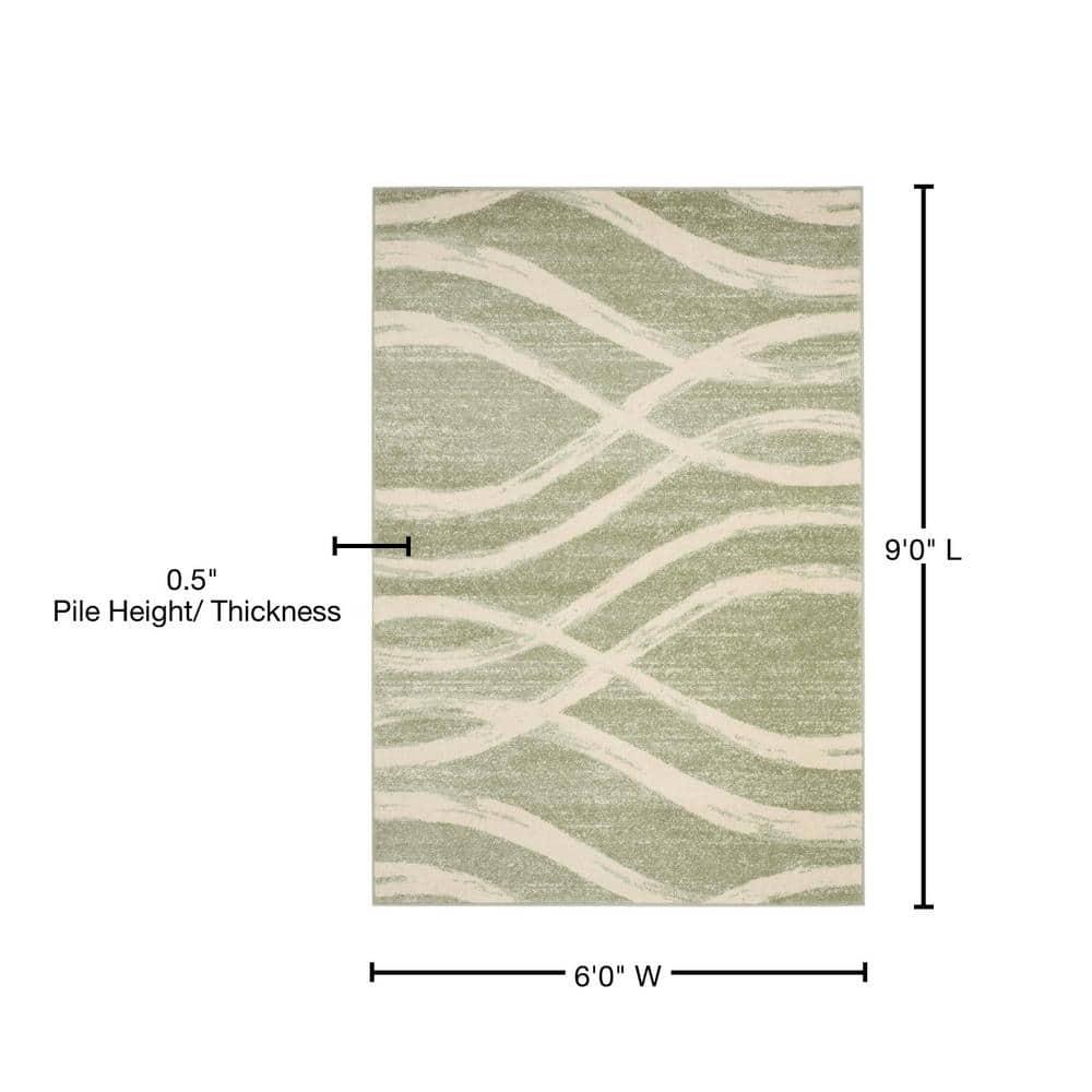 Adirondack ADR125 Machine Made Indoor Area Rug - Sage/Cream - 6'x9' - Safavieh