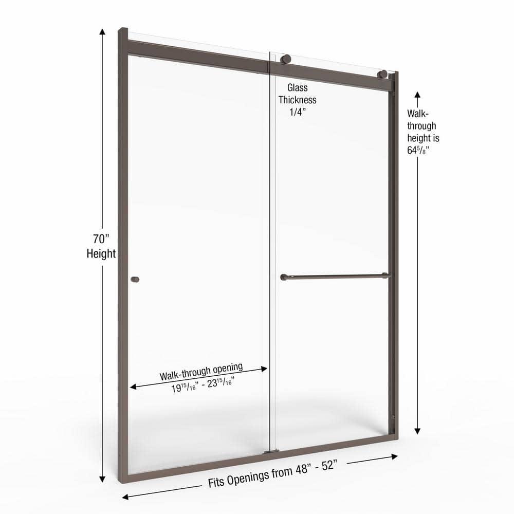 Rotolo 52" W x 70" H Semi Frameless Shower Door