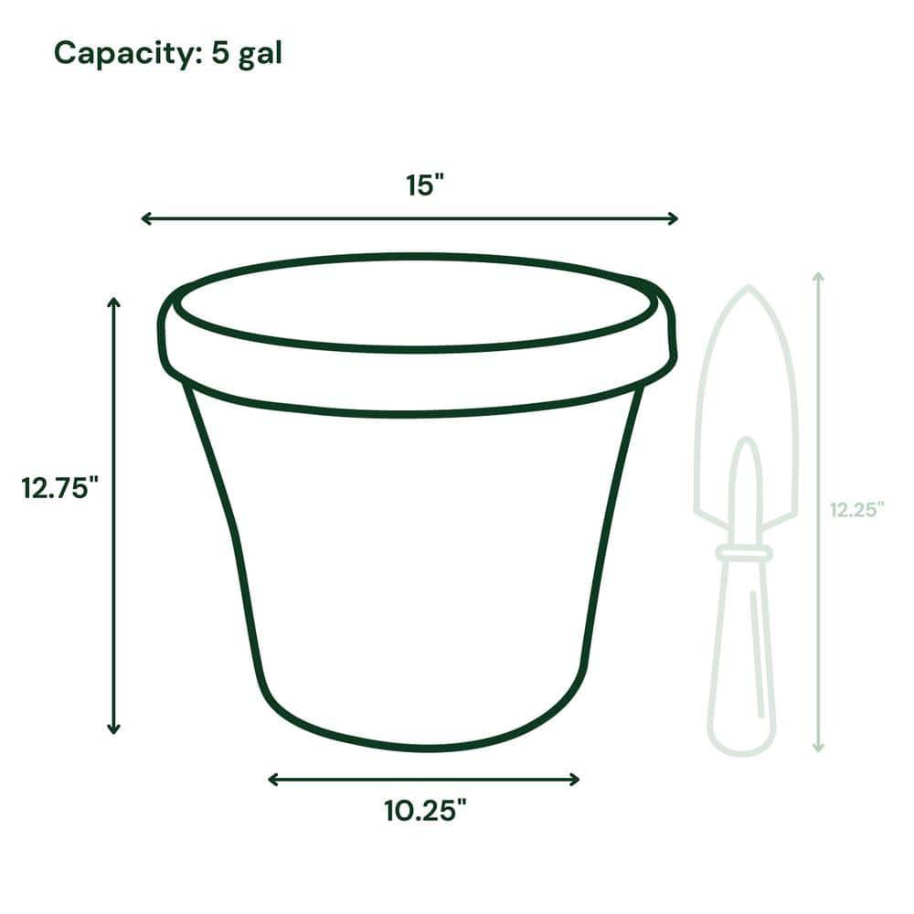 Bloem 14-in Terra Round Resin Planter - Black (Saucer Not Included)