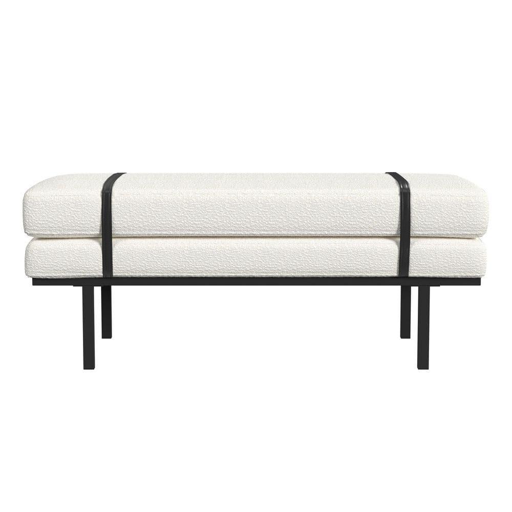 HomePop Upholstered Bench Cream Boucle/Black: Rectangle Ottoman for Bedroom, Entryway, End of Bed