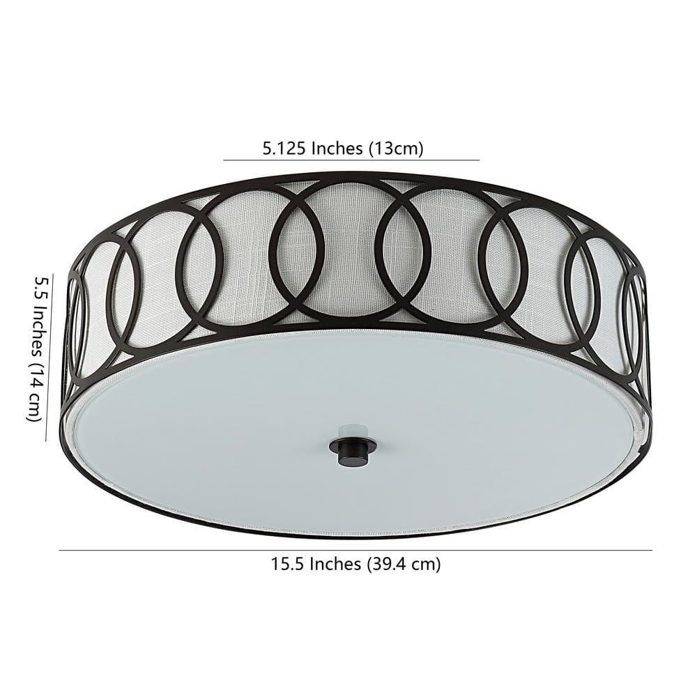 Aubrey 3-Light 15.5" Metal LED Flush Mount, Oil Rubbed Bronze