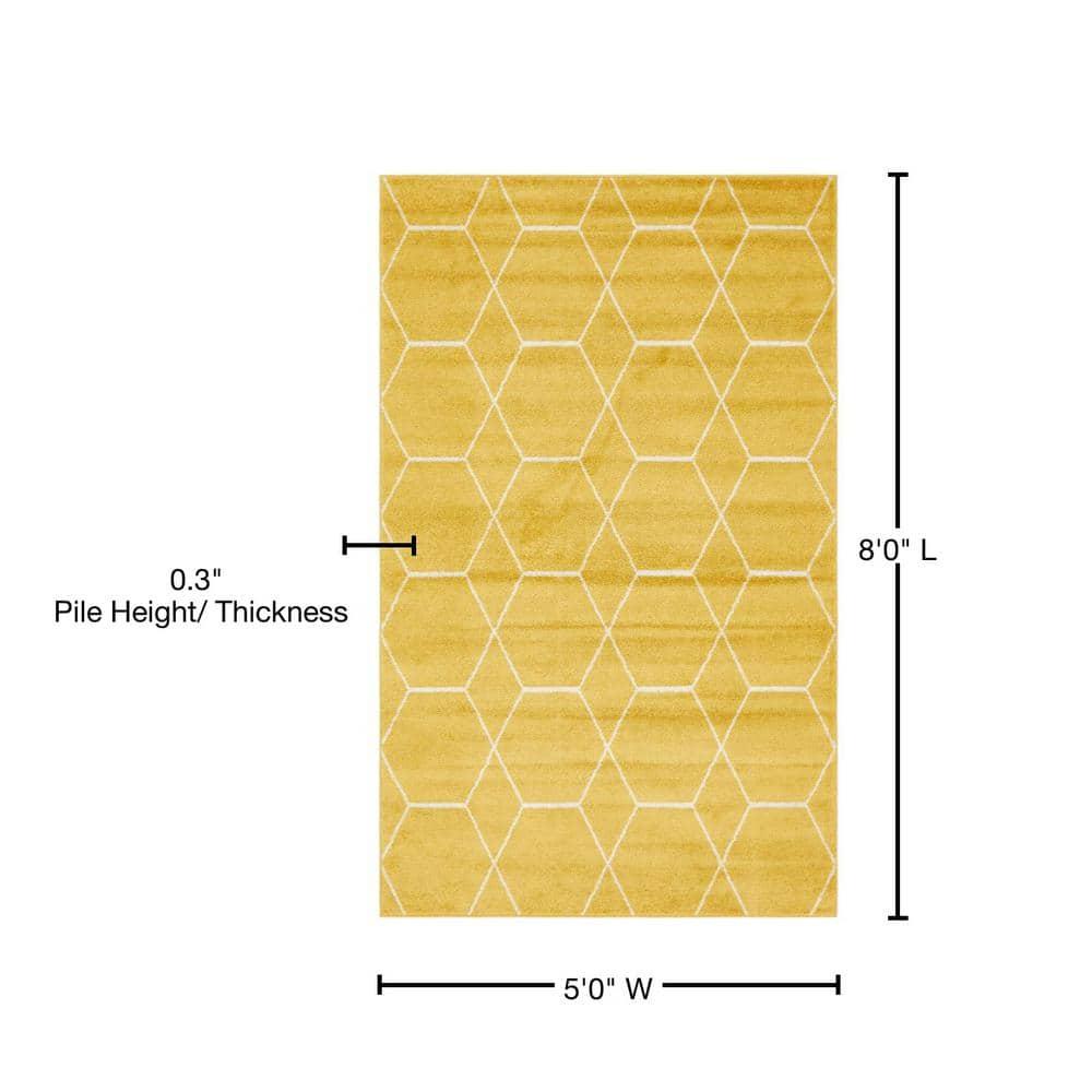Unique Loom 5' 0 x 8' 0 Trellis Frieze Geometric Yellow Area Rug