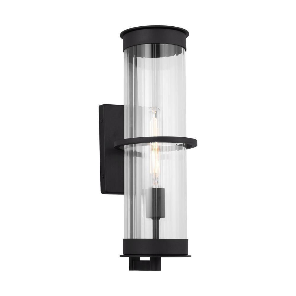 Alcona Black Bronze Outdoor Wall Lantern with Clear Fluted Glass