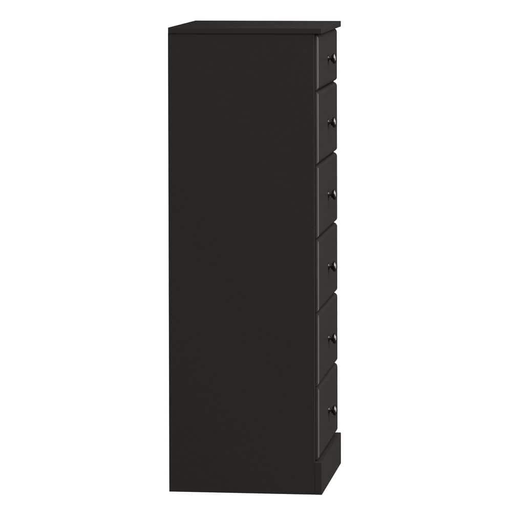 Astrid 6 Drawer Tall Chest Black - Prepac: Space-Saving Vertical Storage for Bedroom
