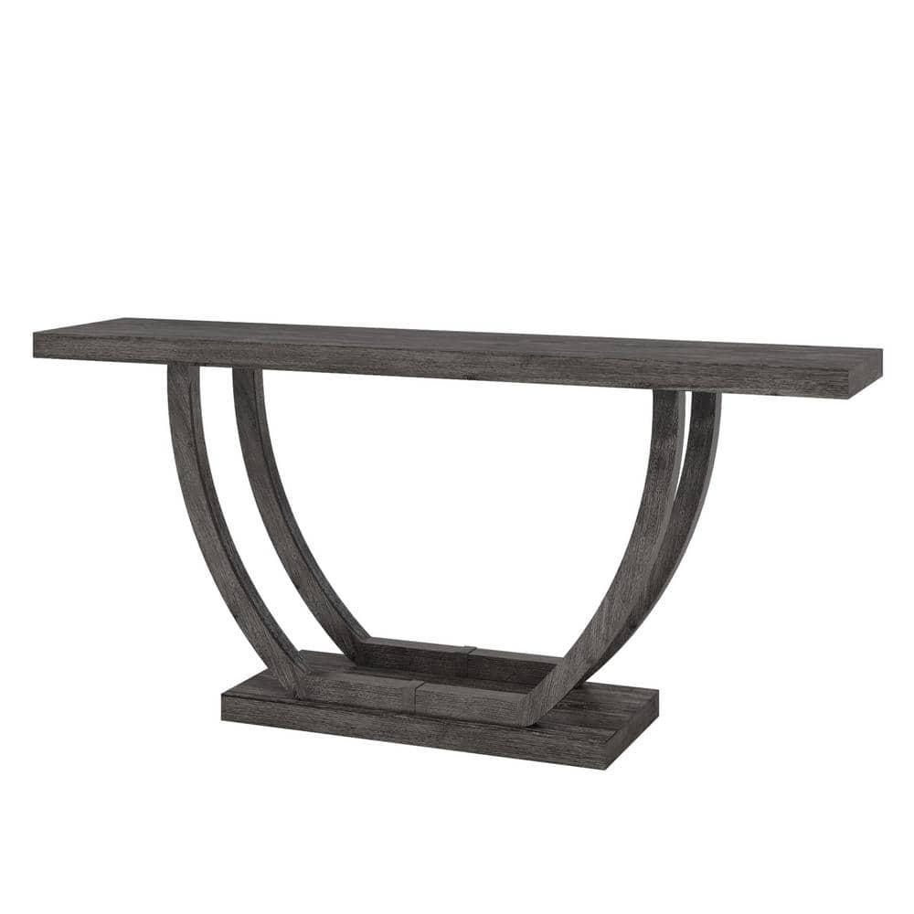 Resenkos Entryway Table, Console Sofa Table,63" Farmhouse Console Table, 2-Tier Entryway Sofa Table Gray
