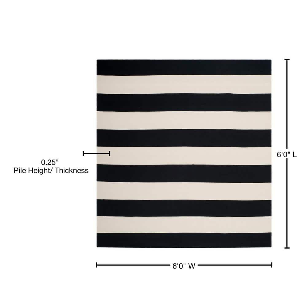 Montauk MTK712 Hand Woven Indoor Area Rug - Black/Ivory - 6'x6' - Safavieh.