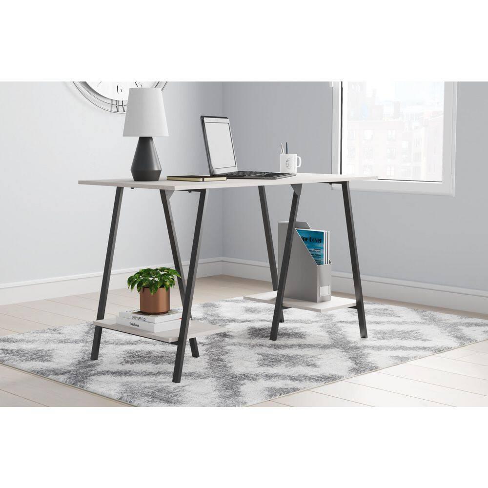 Signature Design by Ashley Casual Bayflynn Home Office Desk with 2 Fixed Shelves, White