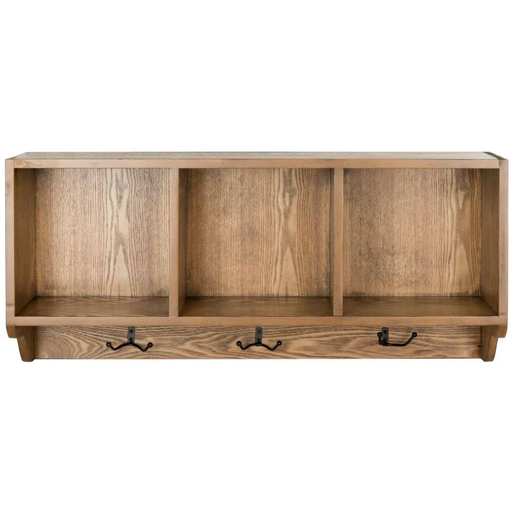 Alice Wall Shelf With Storage Compartments - Oak - Safavieh