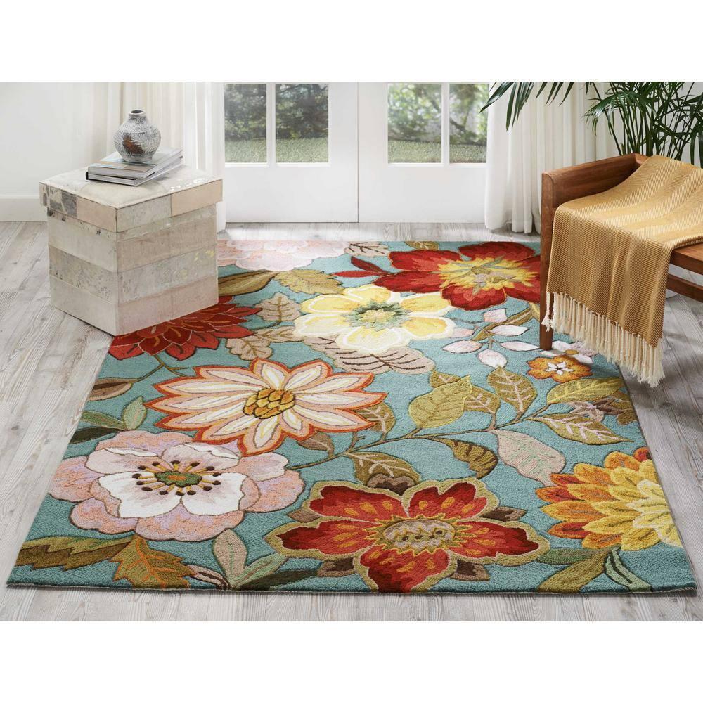 Nourison Fantasy FA18 Aqua Area Rug 5' x 7'6"