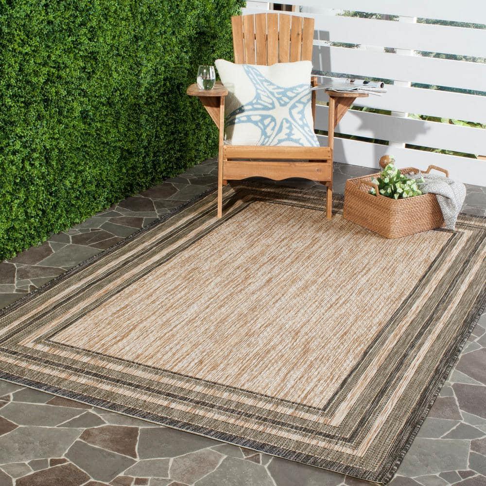 Courtyard CY8475 Power Loomed Indoor and Outdoor Accent Rug - Natural/Black - 2'7"x5' - Safavieh