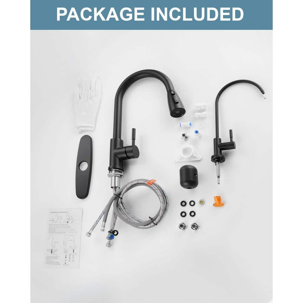 ARCORA ARCORA Stainless Steel Pull-Down Kitchen Faucet and Water Filter Faucet Combo AR7100301B-L