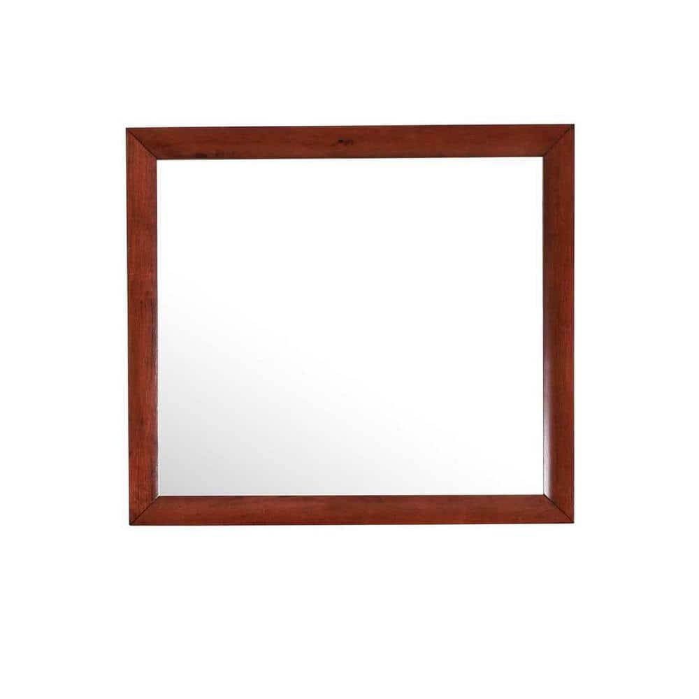 Passion Furniture Marilla 35 in. x 39 in. Modern Rectangle Framed Cherry Dresser Mirror