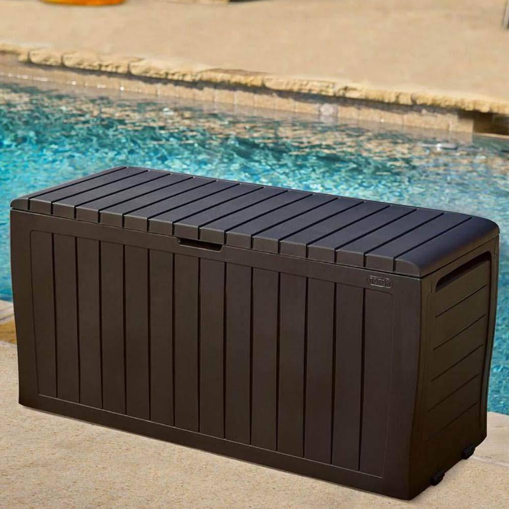 NATIONAL WINDOW 71 Gallon Resin Outdoor Storage Box For Patio Storage Mats, Throw Pillows, Garden Tools And Pool Floats
