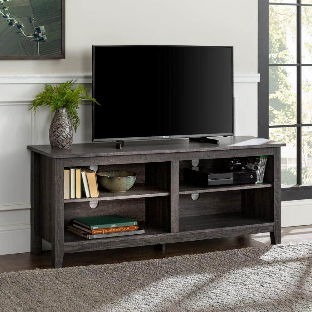 Walker Edison Open Storage TV Stand for TVs up to 65", Charcoal
