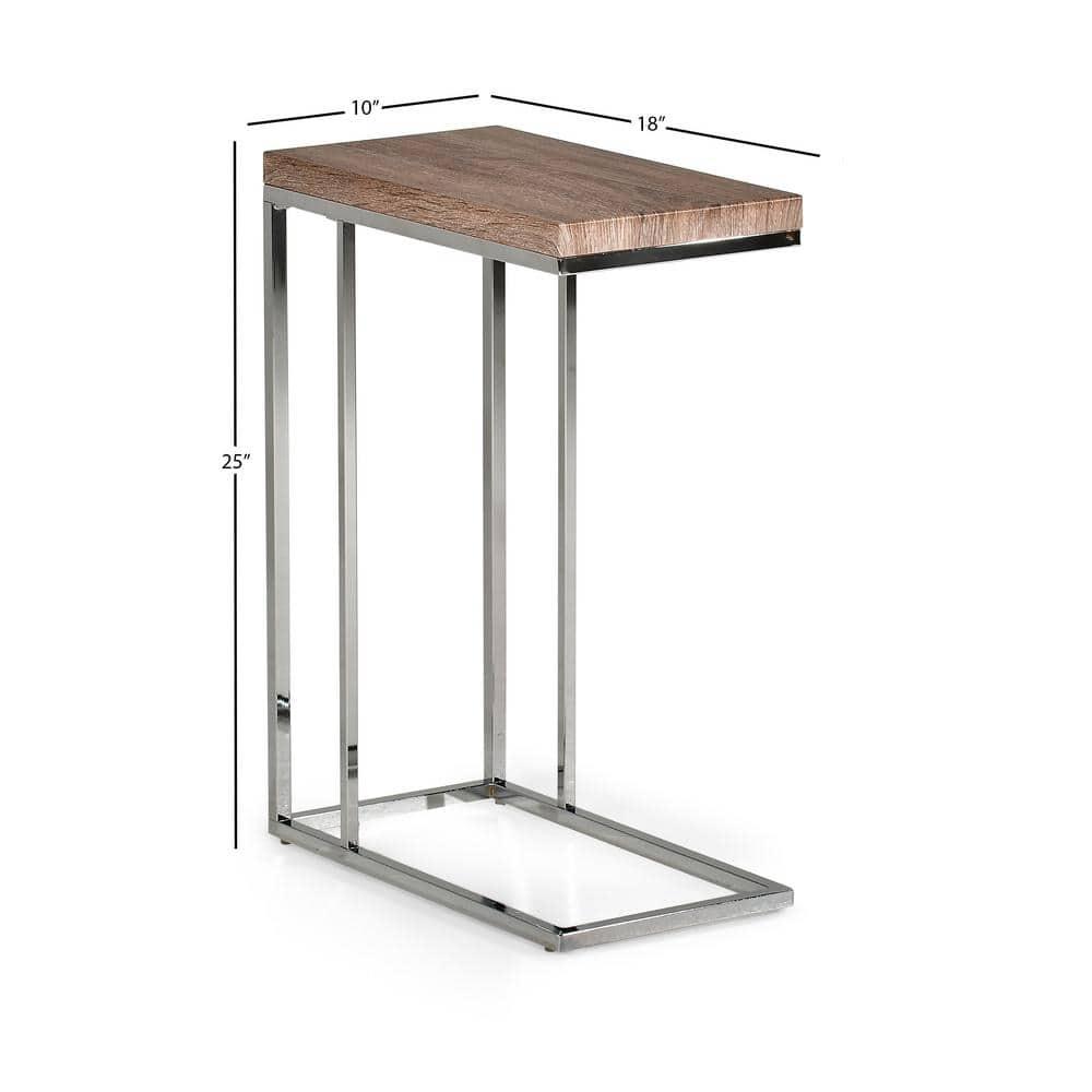 Lucia Chairside End Table Brown - Steve Silver: Chrome Frame, Wood Top, Space-Saving Design
