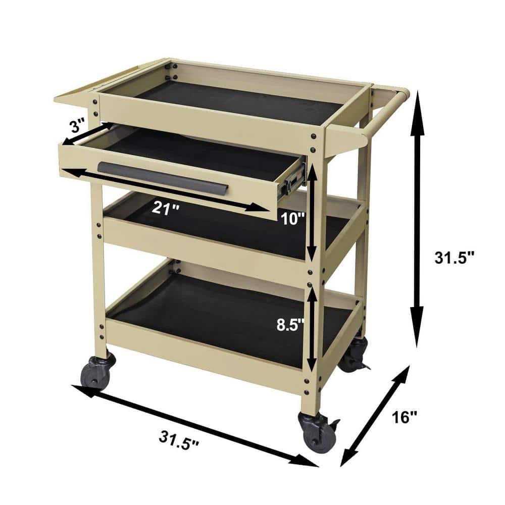 GSTANDARD APTB311Y Torin 3 Layer Rolling Tool Cart: Multifunction Utility Cart with One Slide Drawer and Service Cart for Home, Garage, Kitchen, Office or Cafe, Yellow
