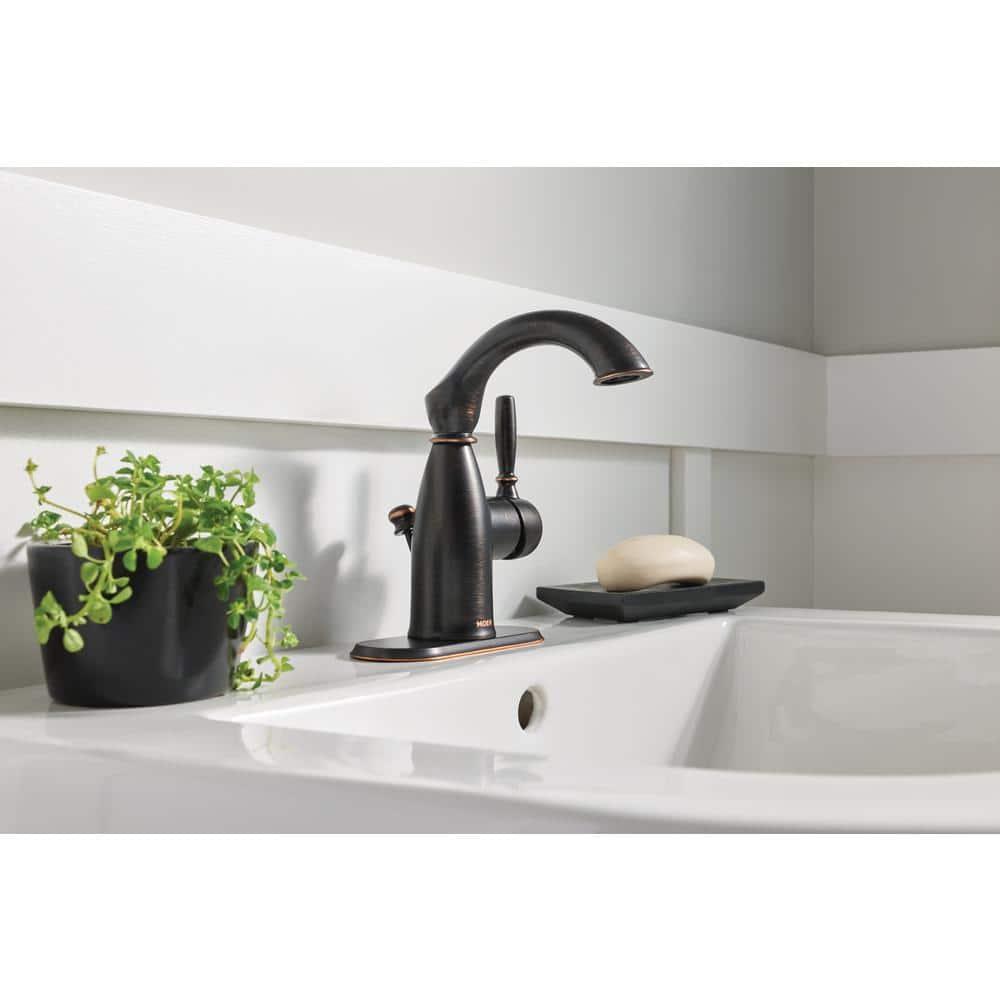 Moen Sarona Single Hole Bathroom Faucet with Drain Assembly and Optional Deckplate