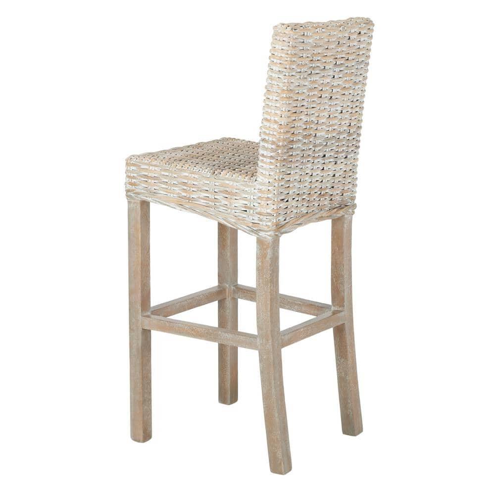 Tobie Rattan Bar Stool - BST6500 - Grey White Wash - Safavieh