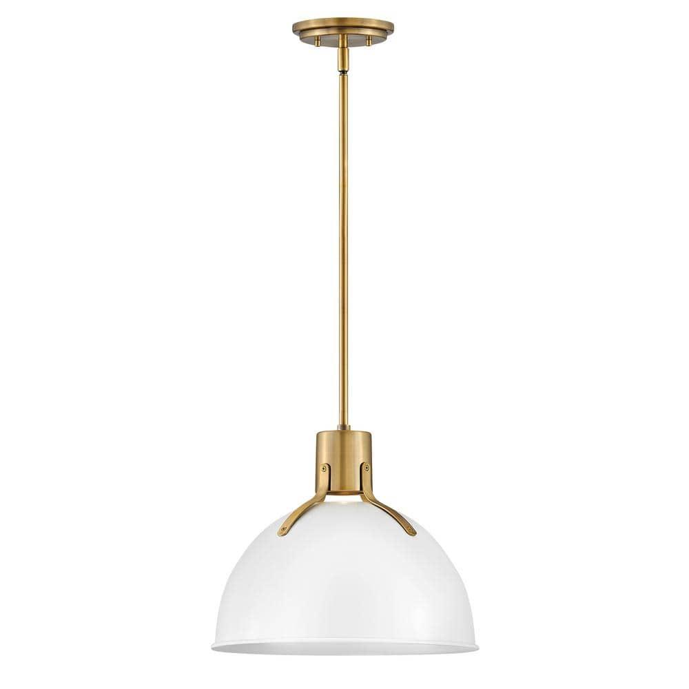 Argo Polished White 14" LED Bowl Pendant with Vintage Industrial Design