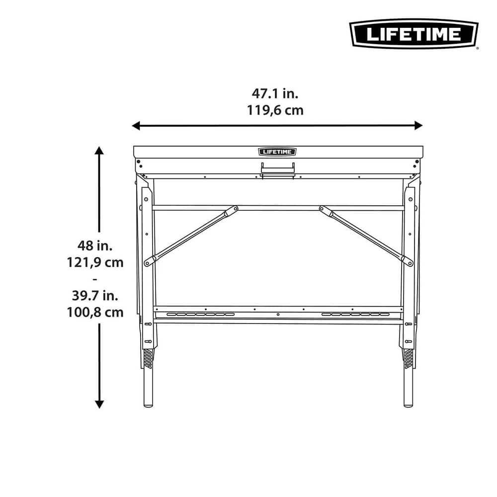 Lifetime Wall Mounted Pegboard Shelf Storage Wood and Steel Folding Work Table