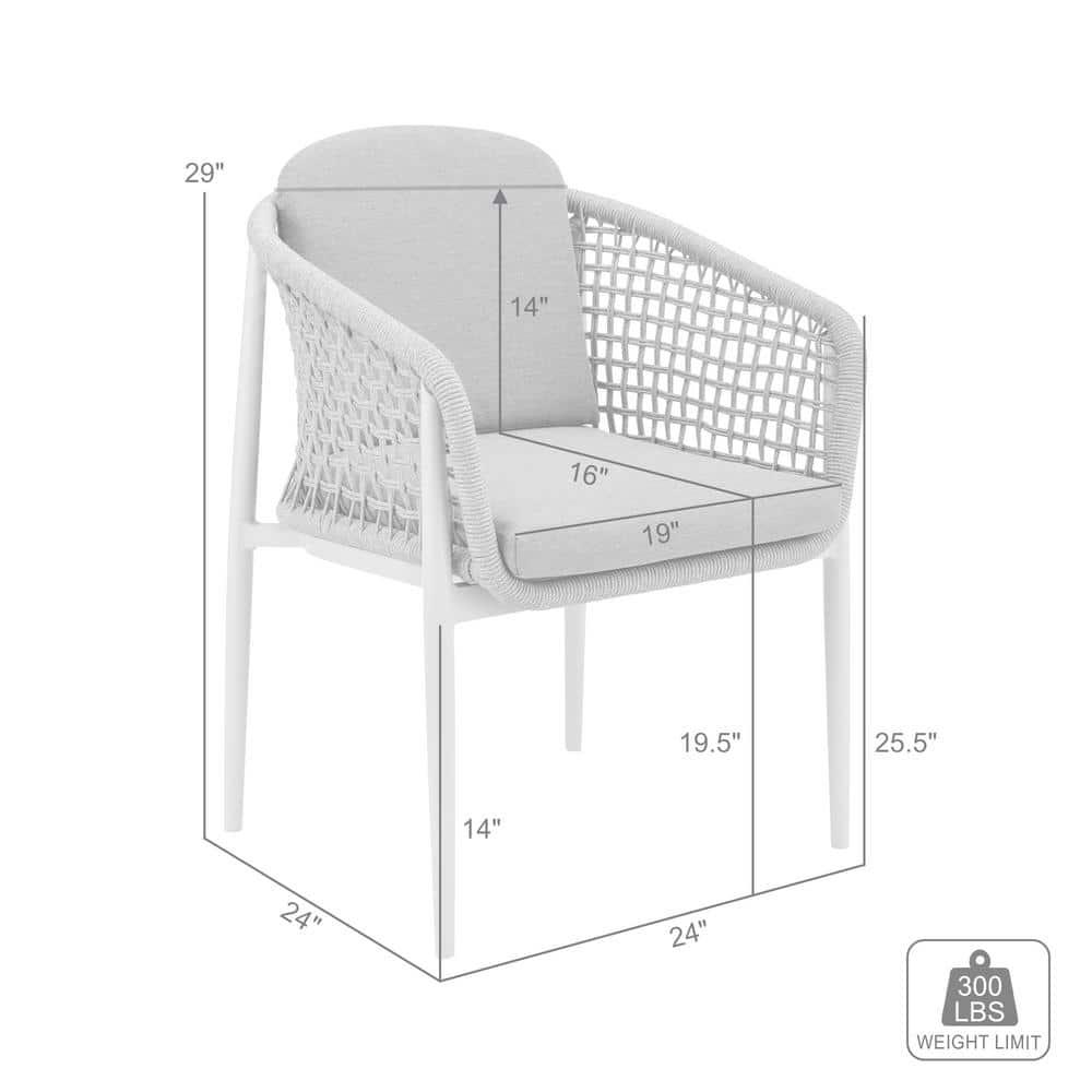Rhodes Outdoor Patio Dining Chair in Aluminum Set of 2