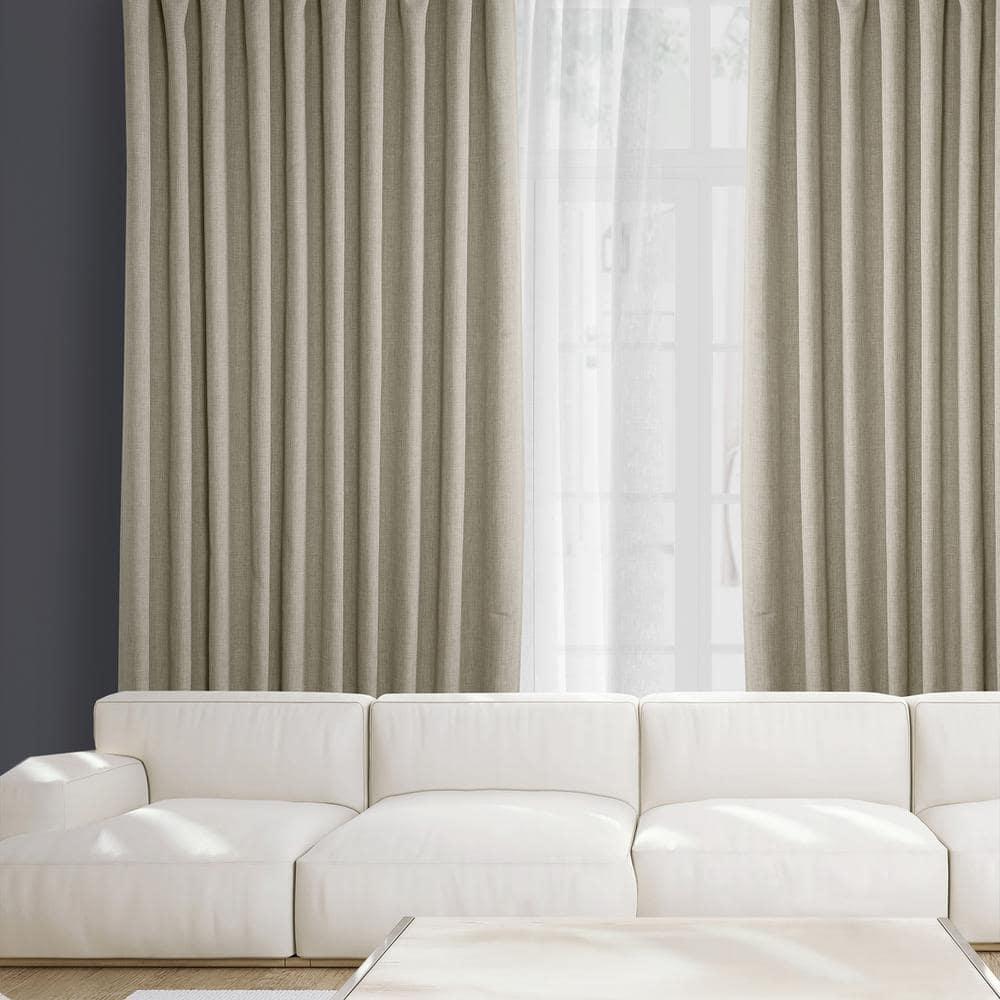 Oatmeal Faux Linen Extra Wide Room Darkening Curtain (1 Panel), Oatmeal, 100W X 108L